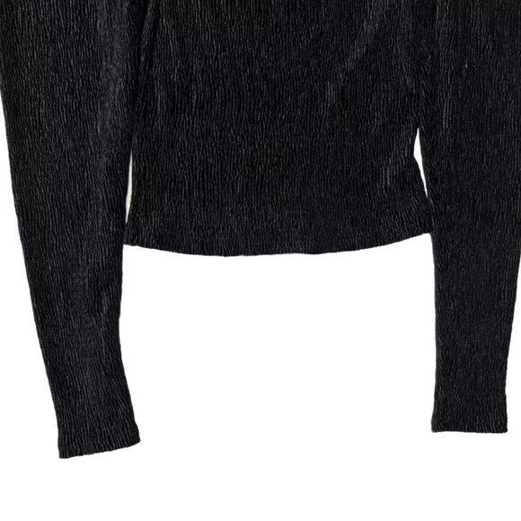 Divided H&M Black Velvet Top Square Neck Bustier Style Shirt Puff Sleeve Small - Picture 3 of 4